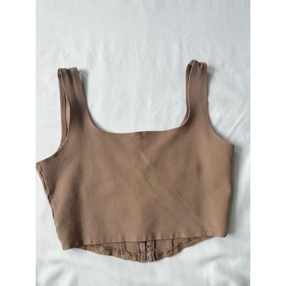 Chocolate USA Hook-and-Eye Corset Top Medium cottagecore coquette balletcore - Picture 3 of 7